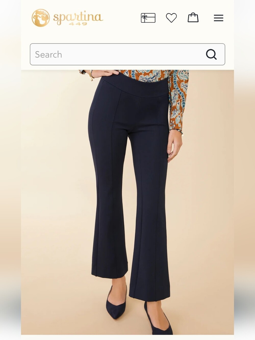 Spartina 449 Brooke Pull On Ponte Trouser Slate Blue Sz M Kick Flare